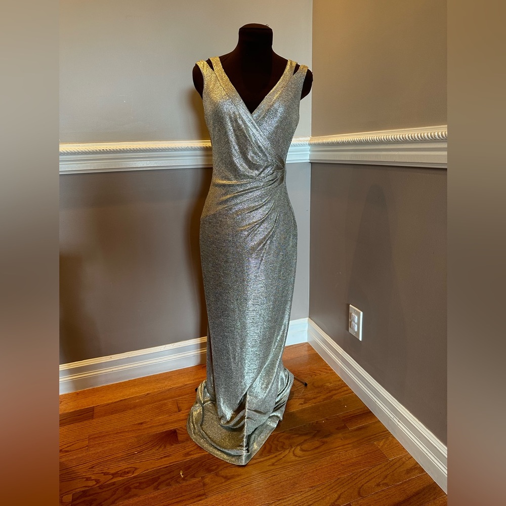 Lauren Ralph Lauren Gold Metallic Formal Maxi Gown
